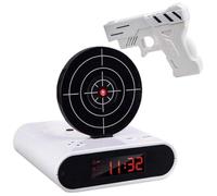 Gun and Target Alarm Clock with Gun Shooting Game Digital Shot Timer Alarm Clock, Interactive Wake You Shoot Personalized LED Display Bedside Ki-ds Adults Fun Gift Bedroom Office (White)