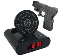 Gun and Target Alarm Clock with Gun Shooting Game Digital Shot Timer Alarm Clock, Interactive Wake You Shoot Personalized LED Display Bedside Ki-ds Adults Fun Gift Bedroom Office (Black)
