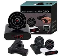 Gun and Target Alarm Clock with Shooting Game - Interactive Digital Shot Timer Wake Up Clock, No Snooze Trainer, Personalized Recording LED Display Bedside Clock for Adults,Fun Gift for Bedroom Office