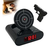 Gun and Target Wake Shot Alarm Clock, 2-in-1 Digital Target Alarm Clock, Digital LED Display, Creative Gun Alarm Clock, 2 Modes Adjustable Ringtones, Recording, Creative Gaming Alarm Clock for Bedroom
