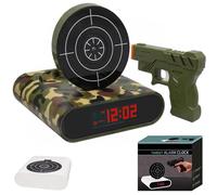 Gun and Target Wake Shot Alarm Clock, 2-in-1 Interactive Shooting Game Clocks, Creative LED Display Digital Alarm Clock with Customisable Ringtones, Recording, 2 Alarm Modes for Bedroom (Green)