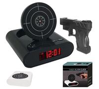 Gun and Target Wake Shot Alarm Clock, 2-in-1 Interactive Shooting Game Clocks, Creative LED Display Digital Alarm Clock with Customisable Ringtones, Recording, 2 Alarm Modes for Bedroom (Black)