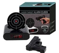 Gun and Target Wake Shot Alarm Clock, Creative LED Display Digital Alarm Clock with 2 Interesting Alarm Modes, Target Alarm Clock, Interactive Shooting Game Clocks for Home, Bedroom, Office (Black)