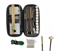 Gun Cleaning Brush Kit for .22 LR, .223, 5.56mm, 5 Brass Rods up to 80CM for Push-Through, Integrated .22Cal Gun Snake for Pull-Through, Pointed Jag, Wool Pellets, Chamber Brushes & Star Chamber Pads