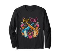 Gun Girl Vibrant Design, Floral Pistols Long Sleeve T-Shirt