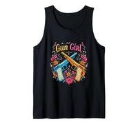 Gun Girl Vibrant Design, Floral Pistols Tank Top