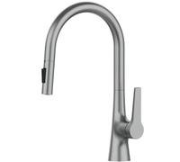 Gun Gray Brass Single Hole Deck Mounted 360 Degree Rotation Kitchen Pull Out Faucet and Cold Water Sink Taps(Brushed Chrome)
