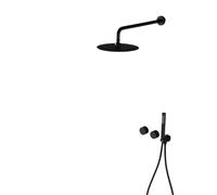 Gun Gray Brass Wall Mounted Shower System with Embedded Design, Dual Handle hot and Cold Water, Simple Bathroom Faucet(Brushed Grey,12 inch)