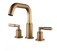 Gun Gray Face Wash Basin Hot and Cold Faucet Bathroom Under The Counter Basin Three-Hole Split Type Rotatable Brass (Antique)
