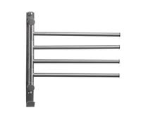 Gun Gray Rotating Towel Rack - Movable 4-Pole Copper Bathroom Storage Rack - Wall-Mounted Towel Holder for Efficient Drying - Stylish Gold Finish