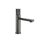 Gun Grey Basin Faucet - Hot & Cold Mixer Tap, Deck Mount, Single Knurled Handle, One Hole Washbasin, Swivel Knob Design, Brass Construct, Bathroom tial