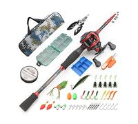 Gun Handle Shrink Lure Set Carbon Fishing Rod Drop Wheel Lure Set with Line, Bionic Lure, Hook and Carry Bag, (Left hand suit 1.6m)