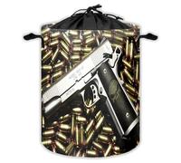 Gun Laundry Hampers With Drawstring Rifle Pistol Laundry Baskets For Bathroom Submachinegun Portable Clothes Storage Organizer Basket Sniper Gun Shotgun W 35 L 44 Cm