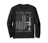 Gun Lover Gifts For Men Women I Like Guns And Maybe 3 People Long Sleeve T-Shirt