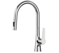Gun Metal Gray Deck Mounted Kitchen Faucet Pull Down Mixer Tap, Dual Funct Single Handle, Brass Construct, Hot & Cold Water, Ch h