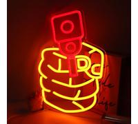 Gun Neon Light Led Yellow Red Pistol Neon Sign Cool Hanging Neon Signs For Man Cave Bedroom Dorm Office Bar Party Decor Gifts For Boys&Man