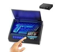 Gun Safe, Biometric Gun Safes, with Lcd Display and Time Battery, 2 Gun Capacity, 3 Ways Quick Access, Portable Pistol Biometric Safe for Home Bedside Nightstand Car