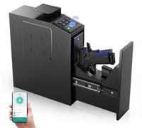 Gun safe, Biometric Slider safe for handgun, 4 Ways Unlock with Fingerprint, Key Access, PIN Code, Mounted Nightstand Pistol Safe and Gun Lock Box for Car, Truck, Desk, Bedside, Wall