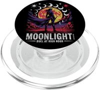Gun-slinging heroine under moon phases in cosmic duel PopSockets PopGrip for MagSafe