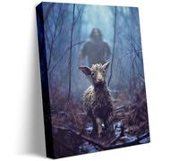 GUN SUPPLIES OUTLET LLC Jesus and Lamb Canvas Wall Art Jesus Chasing After Lamb Picture Religious Christian Home Decor Print 16x20 inch