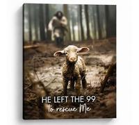 GUN SUPPLIES OUTLET LLC Jesus with Lamb Christian Canvas Wall Art, He Left the 99 Religious Canvas Print, Gallery Wrapped Ready to Hang Faith Decor for Living Room Bedroom Prayer Room Church