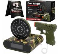 Gun Target Alarm Clock, Wake Shot Flying Timer, Personalized Rolling Runaway Timing Digital Shooting Alarm Clock with Wheels, LED Display, 2 Alarming Modes for Home, Office, Living Room (Green)