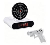 Gun Target Alarm Clock with Gun Shooting Wake Shot Flying Timer Shooting Game Digital Alarm Clock Personalized Rolling Timing Runaway Clocks LED Display Home Bedroom,Creative Gifts for Friends