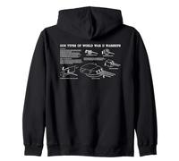 Gun Types of World War II Warships - Naval Armament Diagram Zip Hoodie