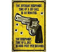Gun Warning, The Response Time of A. 357 is 1400 Feet per Sencond, 8 x 12 Inches Metal Aluminum Signs Decor, Weather/Fade Resistant, Easy Mounting, Indoor/Outdoor Use (8x12)