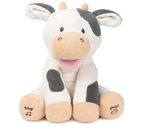 Baby GUND Buttermilk the Cow Animated Plush, Singing Stuffed Animal Sensory Toy, Sings Old MacDonald and Teaches Animal Sounds, Cream/Grey, 12”