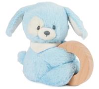 GUND Baby Sustainable Puppy Ring Rattle, Stuffed Animal Plush Made from 100% Recycled Plush Materials, Wooden Rattle for Babies and Newborns, Blue, 10”