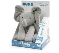 GUND Flappy Elephant Interactive Plush Toy | Sing and Speaking in Italian | Moves Ears | 12" Plush Toy | Soft Toy for Children from 10 Months