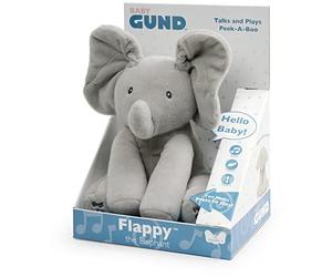 GUND Flappy Elephant Interactive Plush Toy | Sing and Speaking in Italian | Moves Ears | 12" Plush Toy | Soft Toy for Children from 10 Months
