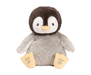 GUND Kissy the Penguin - Sings, Speaks and Throws Kisses, Language Optionally Adjustable in German or Italian, from 10 Months