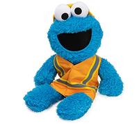 GUND Sesame Street Official Construction Worker Cookie Monster Muppet Plush, Premium Plush Toy for Ages 1 & Up, Blue/Orange, 13”