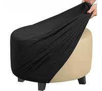 GUNDAN Footstool Cover Round Stretch Ottoman Cover, Velvet Removable Large Stretch Pouffe Cover Anti-Slip Foot Stool Slipcovers With Elastic Bottom, Machine Washable (Color : A19, Size : 50-58CM)