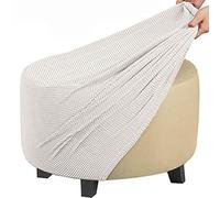GUNDAN Footstool Cover Round Stretch Ottoman Cover, Velvet Removable Large Stretch Pouffe Cover Anti-Slip Foot Stool Slipcovers With Elastic Bottom, Machine Washable (Color : A17, Size : 50-58CM)