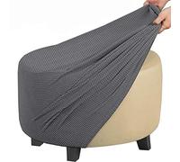GUNDAN Footstool Cover Round Stretch Ottoman Cover, Velvet Removable Large Stretch Pouffe Cover Anti-Slip Foot Stool Slipcovers With Elastic Bottom, Machine Washable (Color : A13, Size : 50-58CM)