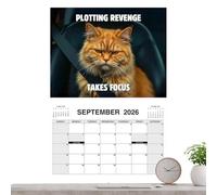 Gungtj 2026 Cat Wall Calendar, Angry Cats Monthly Calendar, Jan - Dec 2026, Funny Wall Planner for Kitten Lovers Home Decor Living Room Office School Family Scheduling Planning