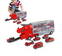 Gungtj 6 Car Dinosaur Truck Playset - Dinosaur Shaped Transporter with Hauler Function, Interactive Catapulting and Deformable Toy Truck for Kids, Fun Motor Vehicle Playset for Boys and Girls