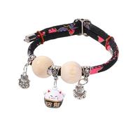 Gungtj Cat Collar, Bell Collar with Cedar Wood Beads for Cat Puppies, Adjustable Soft Collar, All-Day, Medium, Large Breeds, Walks, Training