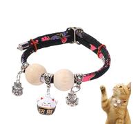 Gungtj Collars for Cats - Cedar Beads Cat Collar with Bell Adjustable Soft Collar All-Day Small Medium Large Breeds Walking Training