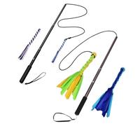 Gungtj Dogs Flirt Pole, Extendable Pet Teasing Stick, Interactive Puppy Chasing Wand, Includes 2 Detachable Rope Tugs, Sturdy Design 10.24x1.97x1.57 Inches for Outdoor Exercise