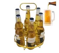 Gungtj Golden Wine Rack - Hand Basket Organizer, 6 Bottle Drinking Display Stand for Wine and Soda, Elegant Wines Storage for Restaurants, Nightclubs, Dance Parties, Decorative Tabletop Organizer