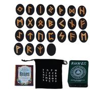 Gungtj Witch Runes, Set, Meditation Runes with Manual and Storage Bag - Mythology Runes Divination Game Set, 25 Wooden Runes for Beginners, Divination,