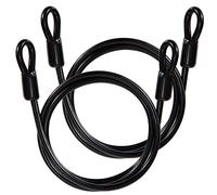 GUNGY 1 M Bike Lock Cable Lock Security Cable Bicycle Anti-Theft Cable Double Loop 6 mm Thickness with Plastic Coating for Padlocks U-Locks Disc Black 2 Pcs