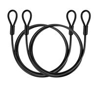 GUNGY 1M Bike Lock Cable Lock Security Cable Bicycle Anti-Theft Cable Double Loop 4 mm Thickness with Plastic Coating for Padlocks U-Locks Disc Black 2 Pcs