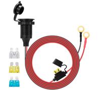 GUNGY 2 M Cigarette Lighter Socket Waterproof 12V/24V DC Car Fixed Socket with 14AWG Extension Cable Built-in 20A Fuse and 15A/20A/25A Replacement Fuses