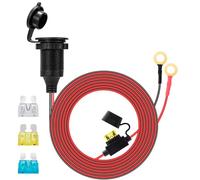 GUNGY Cigarette Lighter Socket Waterproof 12V/24V DC Car Fixed Socket with 3 Metres 14AWG Extension Cable Built-in 20A Fuse and 15A/20A/25A Replacement Fuses