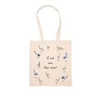 GUNMANTOR If It Is Not Now, Then Wren Shopping Bag Beige Reusable Durable Eco Friendly Reusable Shopping Bag